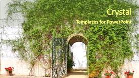  Presentation with white flowers - Theme consisting of narrow gate - trees and flowers background and a  colored foreground