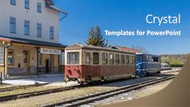  Presentation with czech republic - Presentation theme with narrow-gauge-railway-jindrichuv-hradec background and a teal colored foreground