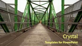  Presentation with symmetrical - Slide deck with narrow long footbridge with symmetrical background and a violet colored foreground