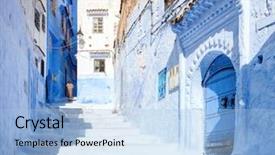  Presentation with street - Colorful presentation enhanced with narrow old street in medina backdrop and a light blue colored foreground