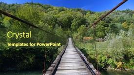  Presentation with romania - Presentation theme featuring narrow old wooden bridge background and a tawny brown colored foreground