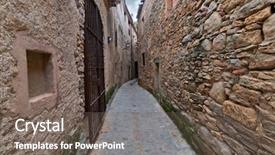  Presentation with spain - Cool new PPT theme with narrow passageway between two walls backdrop and a gray colored foreground