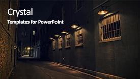  Presentation with dark night - Amazing PPT theme having narrow path - dark urban alley at night backdrop and a black colored foreground