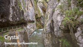  Presentation with trail - PPT theme featuring narrow path - entrance of the hiking trail background and a gray colored foreground