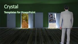  Presentation with opening doors - Amazing slides having narrow path - rear view of businessman walking backdrop and a tawny brown colored foreground