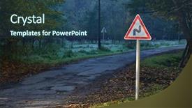  Presentation with barn wood autumn apples - Amazing slide deck having narrow road through autumn woods backdrop and a ocean colored foreground