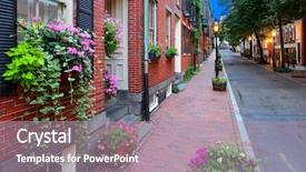  Presentation with street lamps - Beautiful PPT theme featuring narrow street in beacon hill backdrop and a coral colored foreground