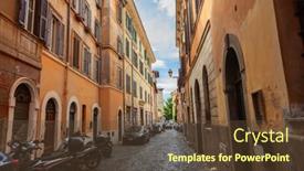  Presentation with rome italy - Slide deck having narrow-street-in-rome-italy background and a tawny brown colored foreground