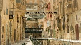  Presentation with malta - Slide deck consisting of narrow street in valletta - the capital of malta background and a coral colored foreground