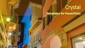  Presentation with apartment buildings - Presentation design consisting of narrow street of old apartment background and a  colored foreground