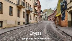  Presentation with prague - Slide set having narrow streets of prague's background and a gray colored foreground