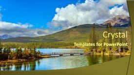  Presentation with rocky shore - Beautiful theme featuring narrow-wooden-bridge-connects backdrop and a tawny brown colored foreground