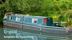  Presentation with canal - PPT layouts having narrowboat-british-canal-boat background and a seafoam green colored foreground