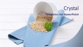  Presentation with pearl - Slide set consisting of narture - bowl of pearl barley spilt background and a sky blue colored foreground