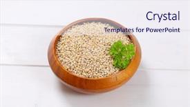  Presentation with pearl - Cool new slide deck with narture - bowl of pearl barley backdrop and a sky blue colored foreground