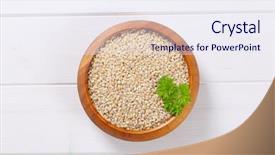  Presentation with pearl - Audience pleasing PPT layouts consisting of narture - bowl of pearl barley backdrop and a sky blue colored foreground
