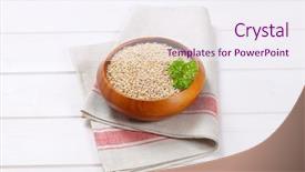  Presentation with pearl - Colorful PPT theme enhanced with narture - bowl of pearl barley backdrop and a sky blue colored foreground