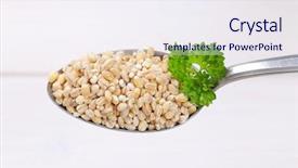  Presentation with pearl - Slide set with narture - spoon of pearl barley background and a sky blue colored foreground