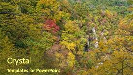  Presentation with autumn - Cool new PPT theme with naruko-gorge-in-autumn backdrop and a tawny brown colored foreground