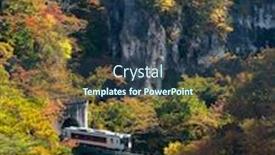  Presentation with railroad - Audience pleasing presentation theme consisting of naruko-gorge-valley-with-train backdrop and a ocean colored foreground