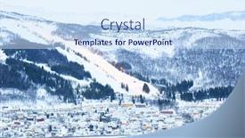  Presentation with course - Presentation design consisting of narvik-cityscape-with-skiing-course background and a sky blue colored foreground