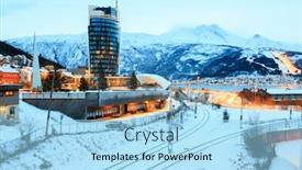  Presentation with dusk - Presentation theme with narvik-town-square-cityscape background and a light blue colored foreground