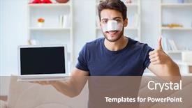  Presentation with plastic surgery - Theme having nasal opening - young man recovering healing background and a coral colored foreground