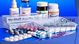  Presentation with pills - Slides enhanced with drug packaging - group blister pack of pills background and a light blue colored foreground