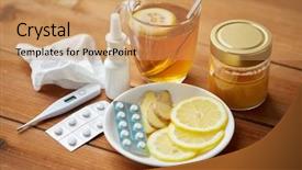  Presentation with traditional medicine medicine - Colorful presentation theme enhanced with nasal spray - healthcare traditional medicine and flu backdrop and a coral colored foreground