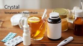  Presentation with traditional medicine medicine - Presentation theme enhanced with lemon thermometer and drug background and a coral colored foreground