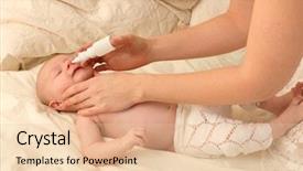  Presentation with mom baby - Slides with little 7 week old baby getting nose drops by his mom background and a lemonade colored foreground