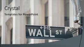  Presentation with nasdaq - Colorful PPT layouts enhanced with nasdaq - sign on the wall street backdrop and a light gray colored foreground