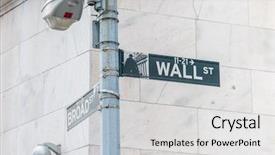  Presentation with nasdaq - Slide set consisting of nasdaq - sign on the wall street background and a light gray colored foreground