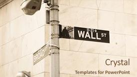  Presentation with nasdaq - PPT theme having nasdaq - sign on the wall street background and a lemonade colored foreground