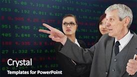  Presentation with stock market - Colorful presentation theme enhanced with nasdaq - successful group of businesspeople headed backdrop and a dark gray colored foreground