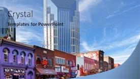  Presentation with country music - PPT theme consisting of nashville-june-16 background and a light blue colored foreground