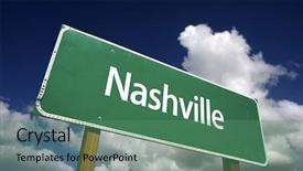  Presentation with nashville - Beautiful PPT theme featuring nashville road sign with dramatic backdrop and a ocean colored foreground