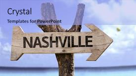  Presentation with nashville - Amazing PPT theme having nashville wooden sign backdrop and a light blue colored foreground