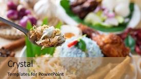  Presentation with blue food - Theme consisting of nasi kerabu famous malaysian malay background and a coral colored foreground