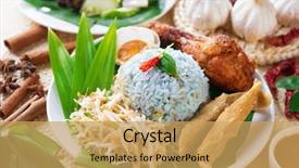  Presentation with blue food - Presentation theme having nasi ulam popular malaysia background and a yellow colored foreground