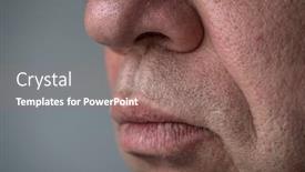  Presentation with genetic face recognition - Amazing slide deck having nasolabial-wrinkles-close-up-male backdrop and a coral colored foreground