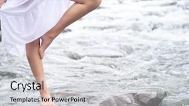  Presentation with feet - Presentation enhanced with beautiful caucasian young brown-hair woman in plaid shirt and gray t-shirt working in carpentry workshop at table place drilling with drill holes in piece of iron and wood while making furniture background and a light gray colored foreground