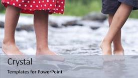  Presentation with kid feet - Presentation theme featuring nassar - kid's feet wading in shallow background and a light blue colored foreground