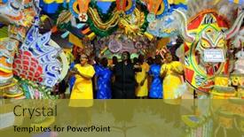  Presentation with nassau bahamas - PPT theme having nassau-january-1-gospel-singers background and a gold colored foreground