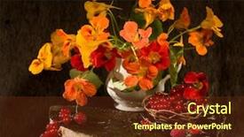  Presentation with blackberry - PPT theme featuring nasturtium flowers and raspberry background and a tawny brown colored foreground