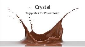  Presentation with chocolate splash - PPT layouts consisting of nata de cocos food - chocolate splash closeup isolated background and a white colored foreground