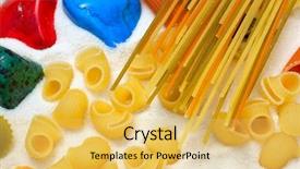  Presentation with stones and sand - Colorful PPT theme enhanced with natalicio - assorted pasta and colourful stones backdrop and a  colored foreground