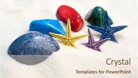  Presentation with stones and sand - Audience pleasing PPT theme consisting of natalicio - colourful starfishes and stones backdrop and a cream colored foreground