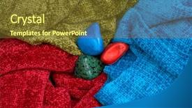  Presentation with stones - Presentation having natalicio - colourful stones between scarves background and a tawny brown colored foreground