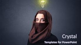  Presentation with arabian woman wearing hijab muslim - PPT theme consisting of nation islam - young muslim woman wearing niqab background and a wine colored foreground
